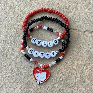 Hello Kitty Black and Red Bracelet Stack